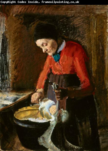 Anna Ancher Old Lene Plucking a Goose